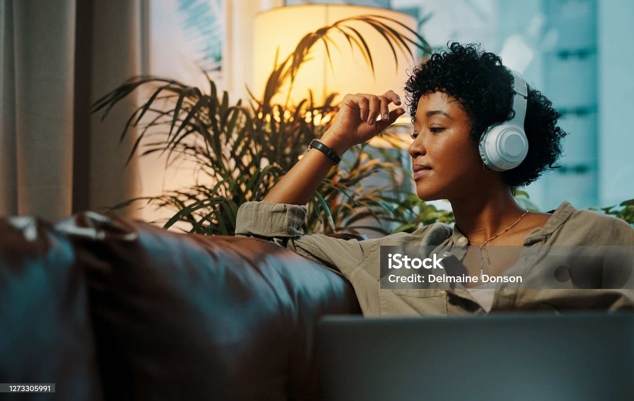 woman listening to music